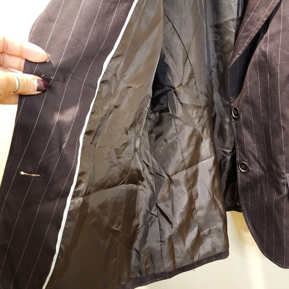 WORTHINGTON Brown Pinstripe Women's  Blazer Size 14 - Picture 7 of 11